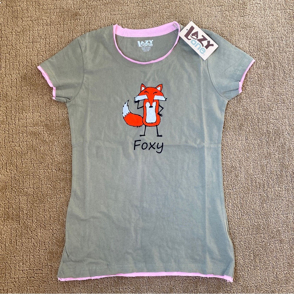 LAZY ONE  Junior Fitted Tee Sleep Night Shirt Green Foxy PJ NEW!  size XS